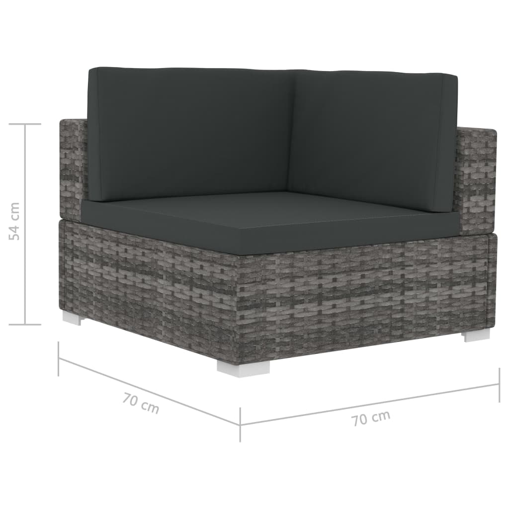 Poltrone Modulari ad Angolo con Cuscini 2 pz Polyrattan Grigio