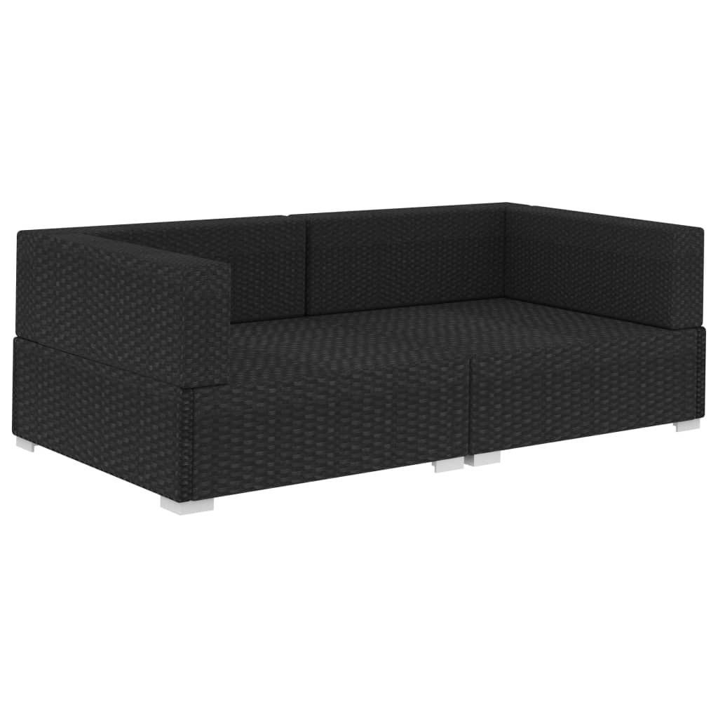 Poltrone Modulari ad Angolo con Cuscini 2 pz Polyrattan Nero