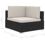 Set Divani da Giardino 3 pz con Cuscini in Polyrattan Nero