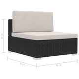 Set Divani da Giardino 3 pz con Cuscini in Polyrattan Nero