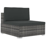 Set Divani da Giardino 3 pz con Cuscini in Polyrattan Grigio