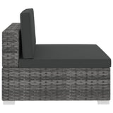 Set Divani da Giardino 3 pz con Cuscini in Polyrattan Grigio