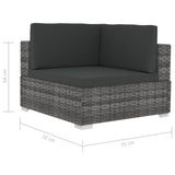 Set Divani da Giardino 3 pz con Cuscini in Polyrattan Grigio