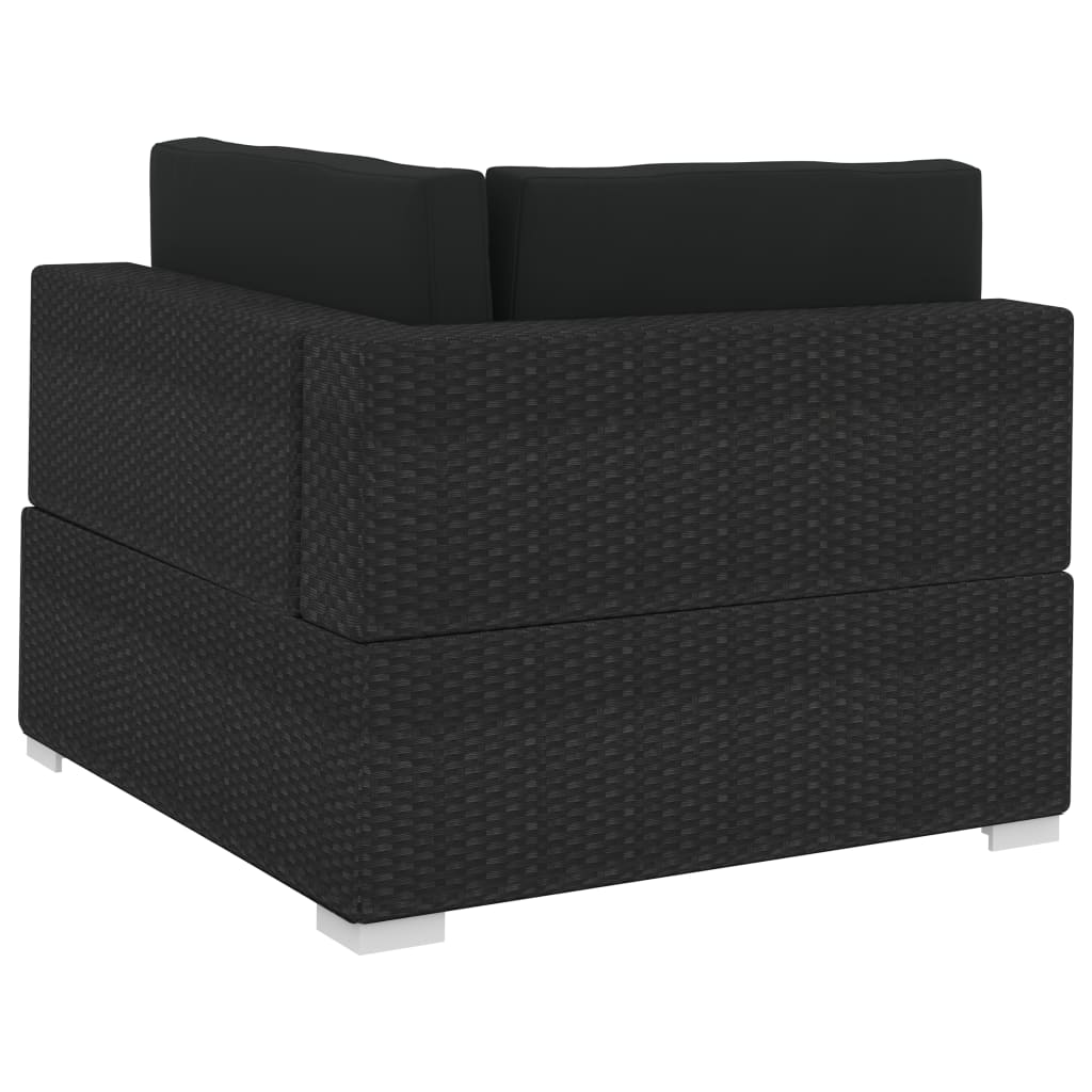 Set Divani da Giardino 3 pz con Cuscini in Polyrattan Nero