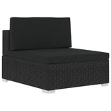 Set Divani da Giardino 3 pz con Cuscini in Polyrattan Nero