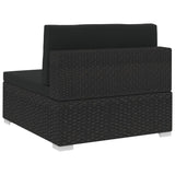 Set Divani da Giardino 3 pz con Cuscini in Polyrattan Nero