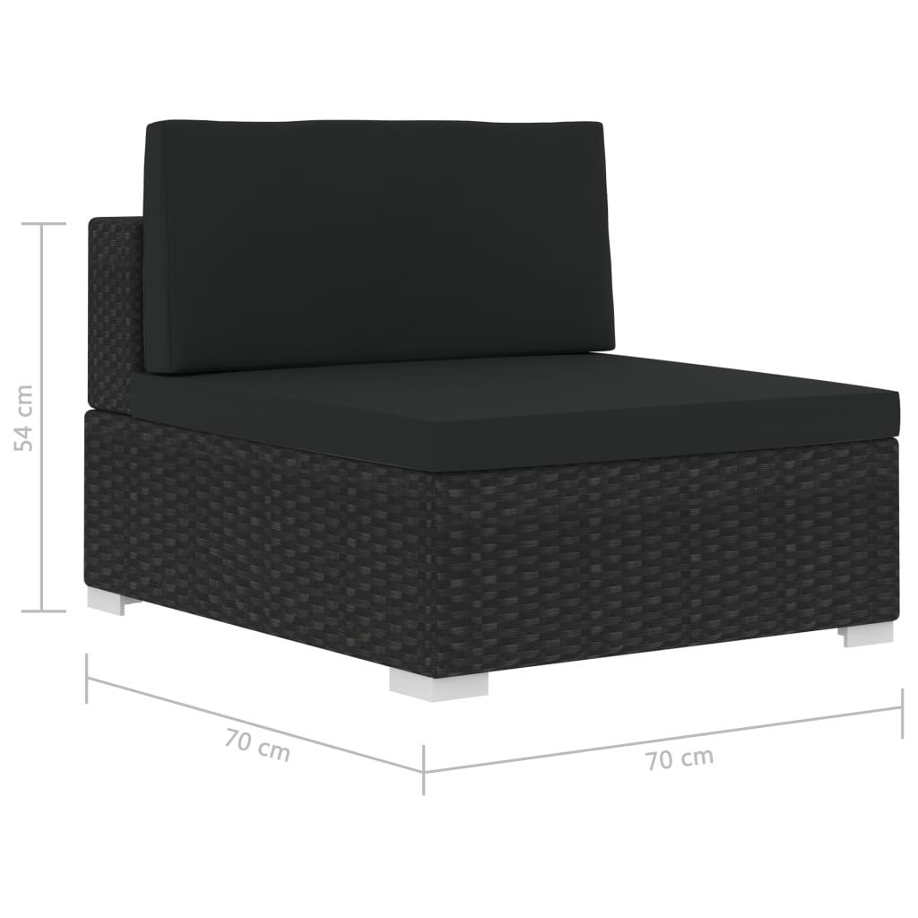 Set Divani da Giardino 3 pz con Cuscini in Polyrattan Nero