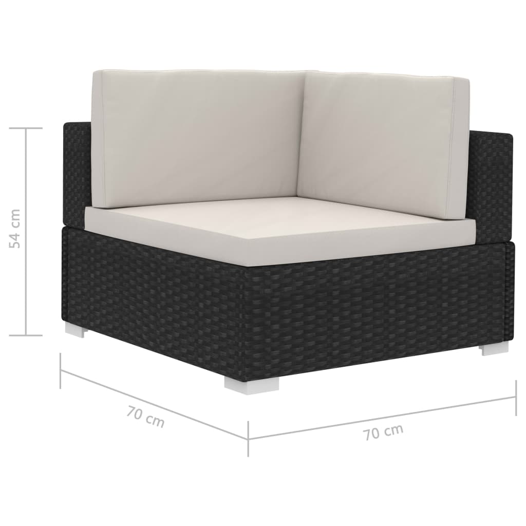 Set Divani da Giardino 4 pz con Cuscini in Polyrattan Nero