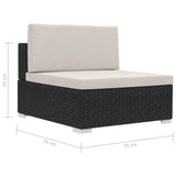 Set Divani da Giardino 4 pz con Cuscini in Polyrattan Nero