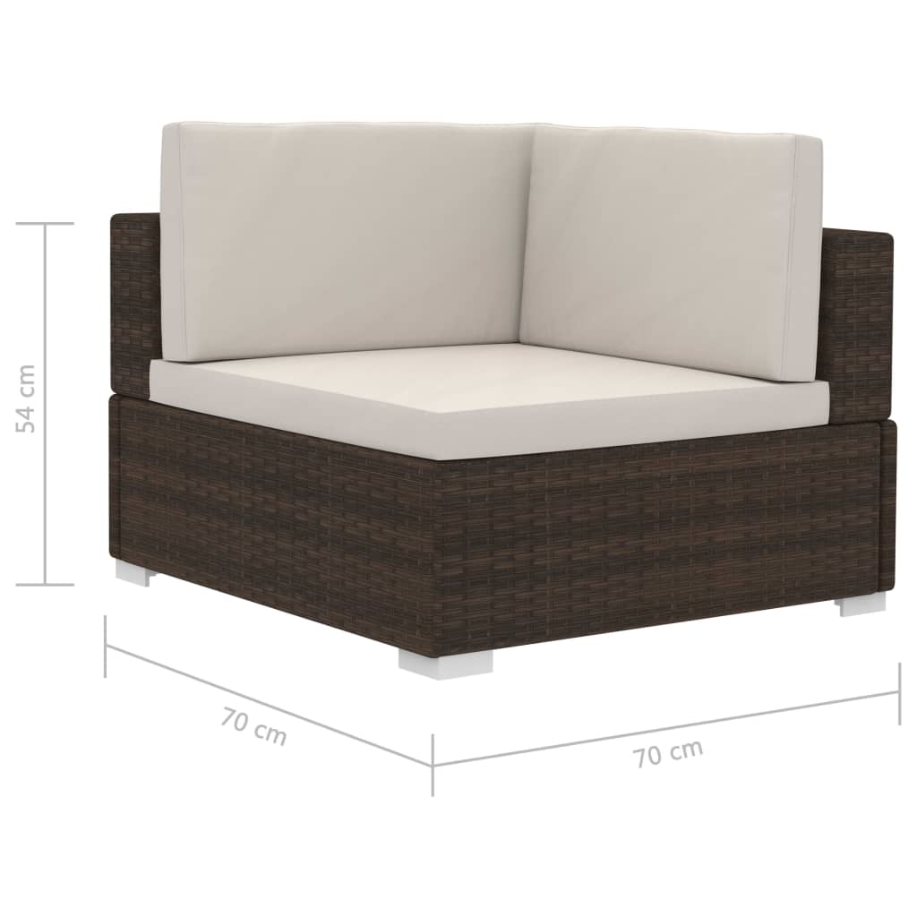 Set Divani da Giardino 4 pz con Cuscini in Polyrattan Marrone