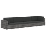 Set Divani da Giardino 4 pz con Cuscini in Polyrattan Grigio