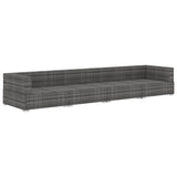 Set Divani da Giardino 4 pz con Cuscini in Polyrattan Grigio