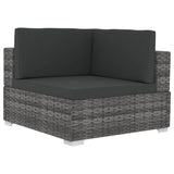 Set Divani da Giardino 4 pz con Cuscini in Polyrattan Grigio