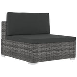 Set Divani da Giardino 4 pz con Cuscini in Polyrattan Grigio