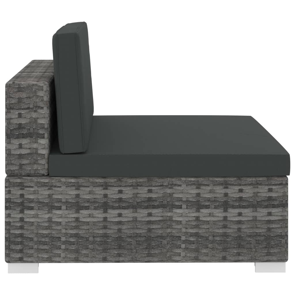 Set Divani da Giardino 4 pz con Cuscini in Polyrattan Grigio