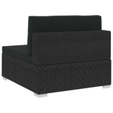 Set Divani da Giardino 4 pz con Cuscini in Polyrattan Nero