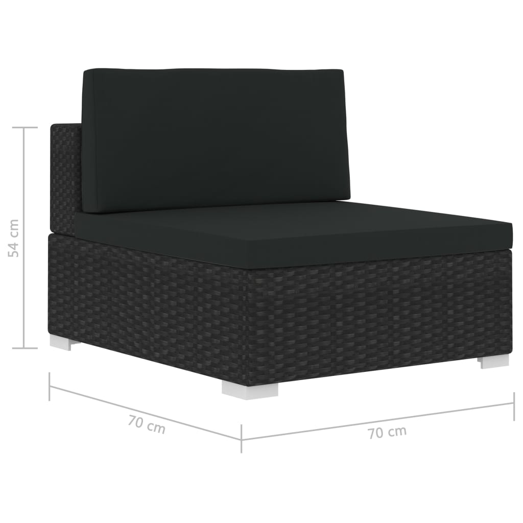 Set Divani da Giardino 4 pz con Cuscini in Polyrattan Nero