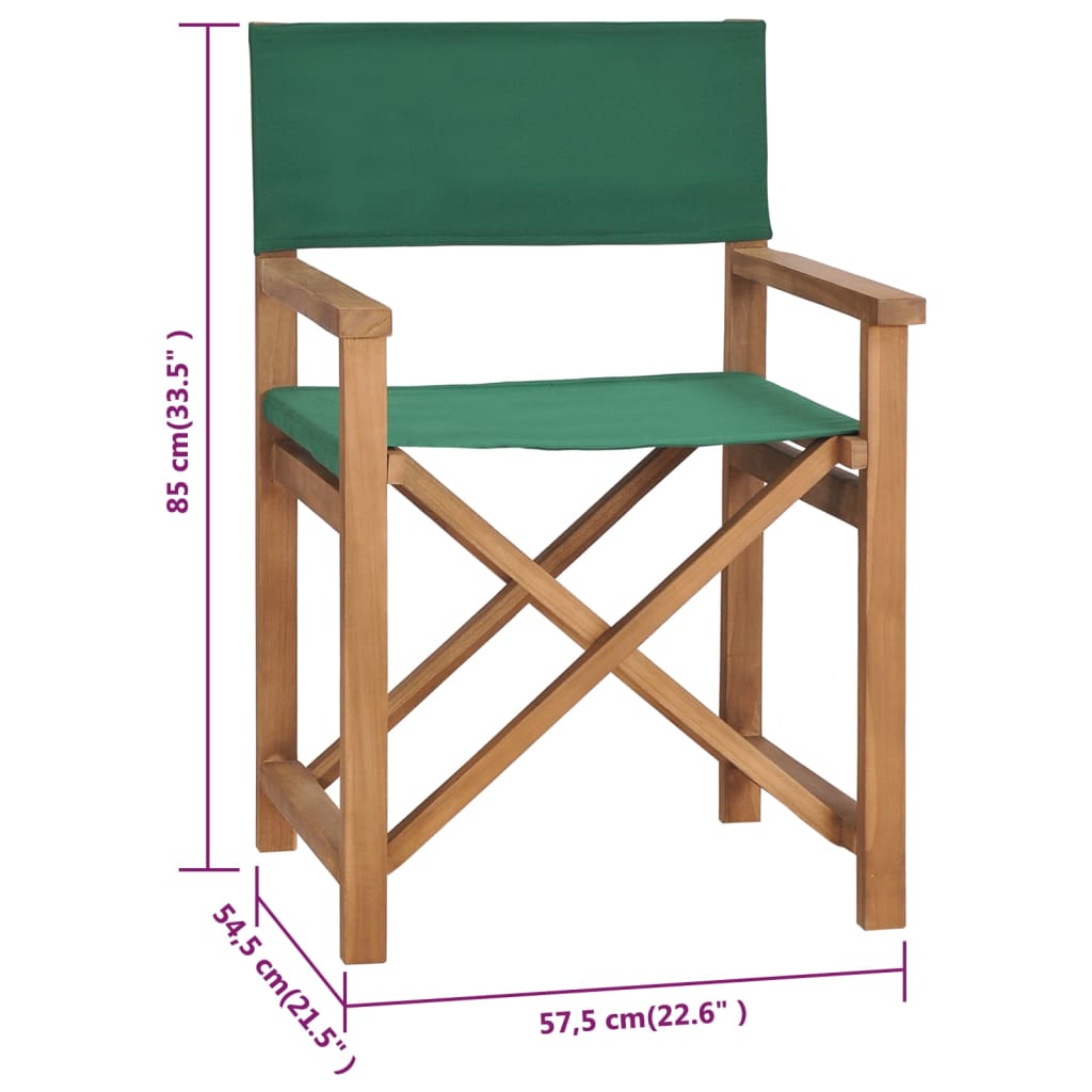 Sedia da Regista in Legno Massello di Teak Verde