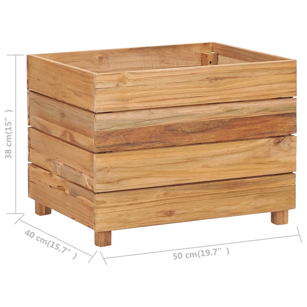 Letto Rialzato 50x40x38 cm Legno di Teak di Recupero e Acciaio