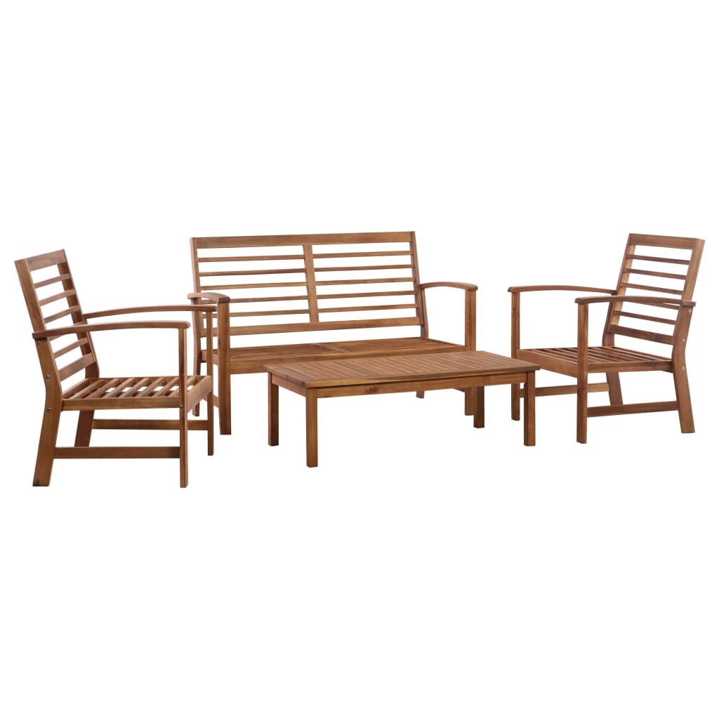 Set Divani da Giardino 4 pz in Legno Massello di Acacia