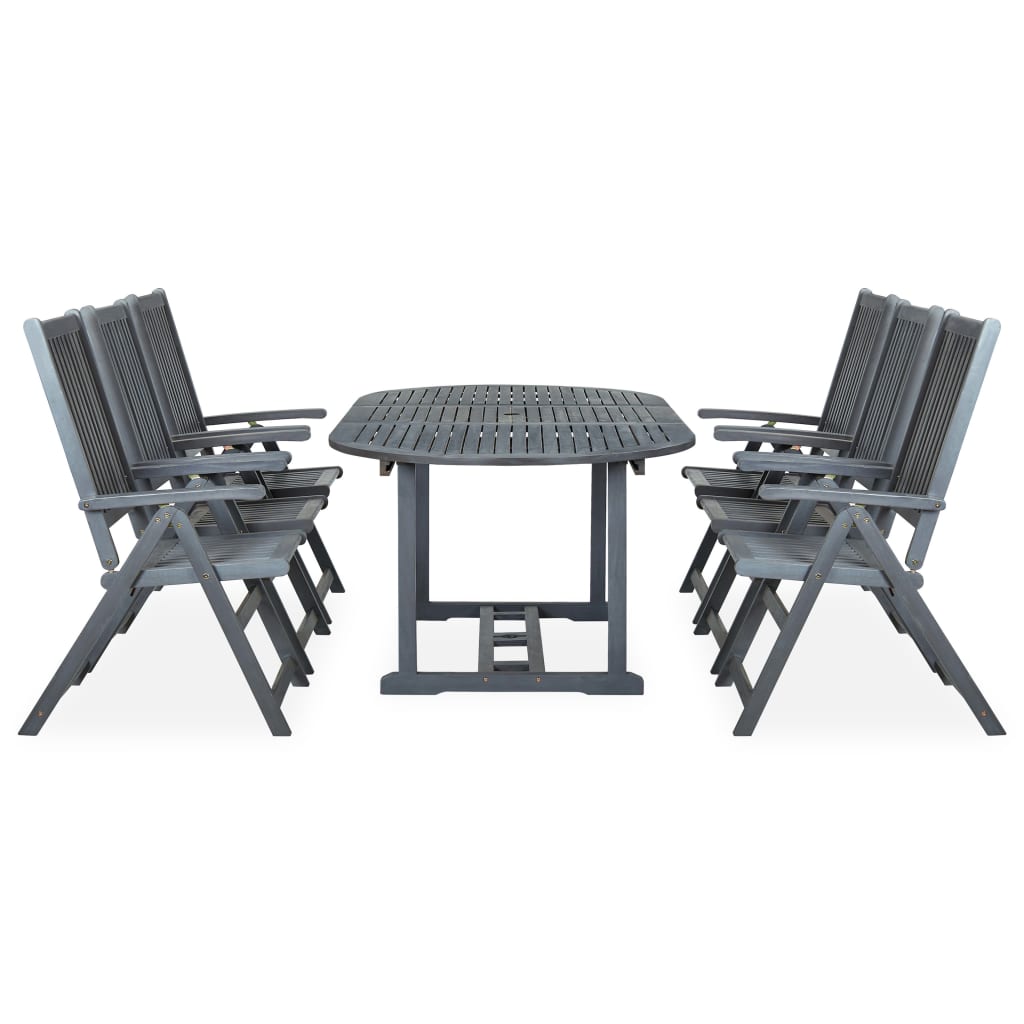 Set da Pranzo da Giardino 7 pz Legno Massello di Acacia Grigio