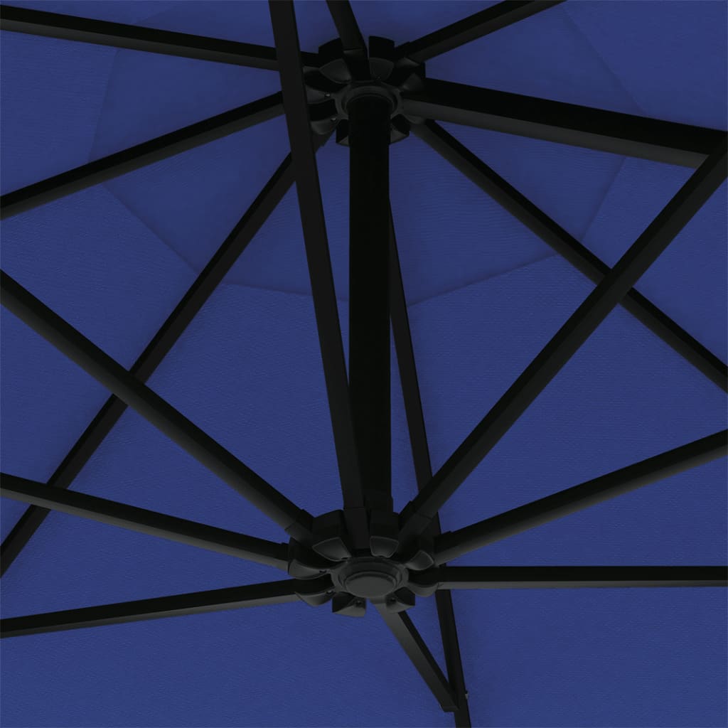 Ombrellone a Muro con Palo in Metallo 300 cm Blu