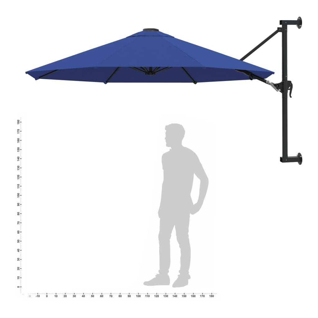 Ombrellone a Muro con Palo in Metallo 300 cm Blu