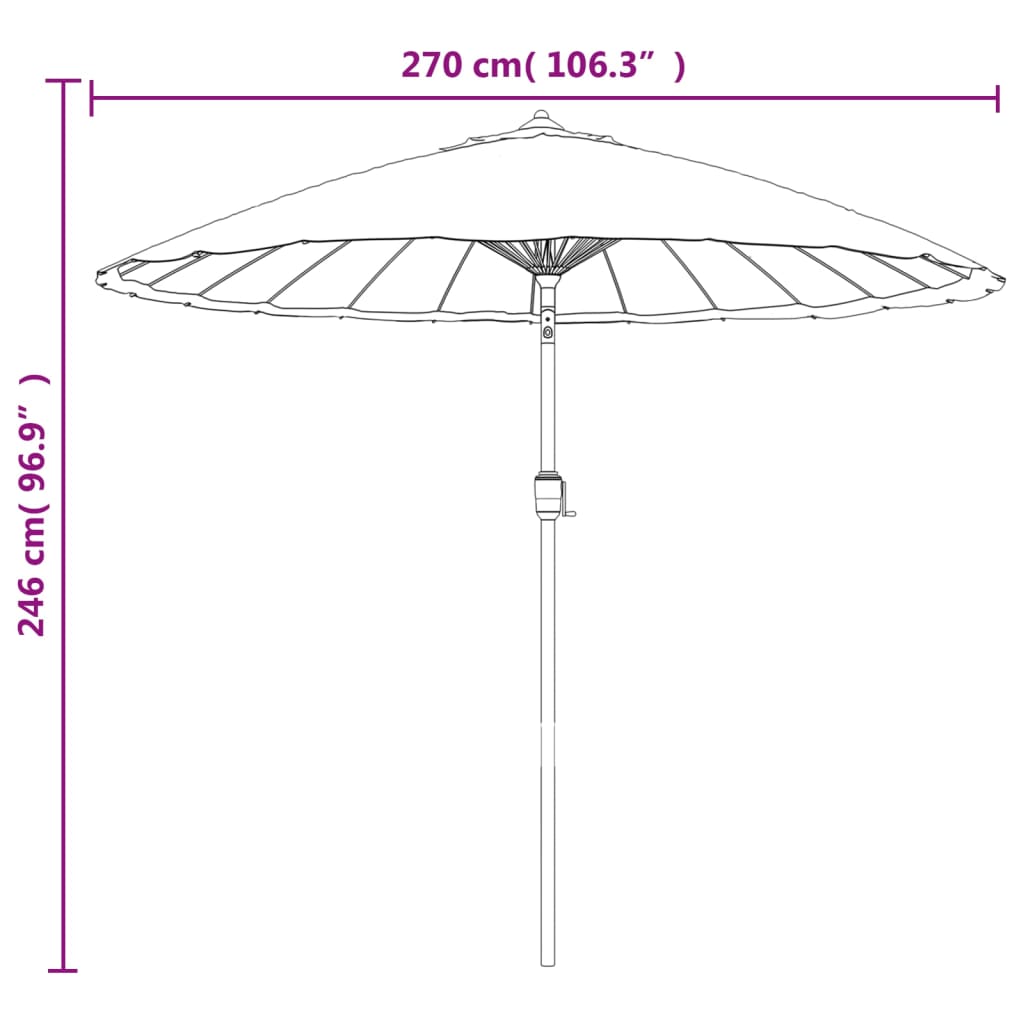 Ombrellone da Esterni con Palo in Alluminio 270 cm Azzurro