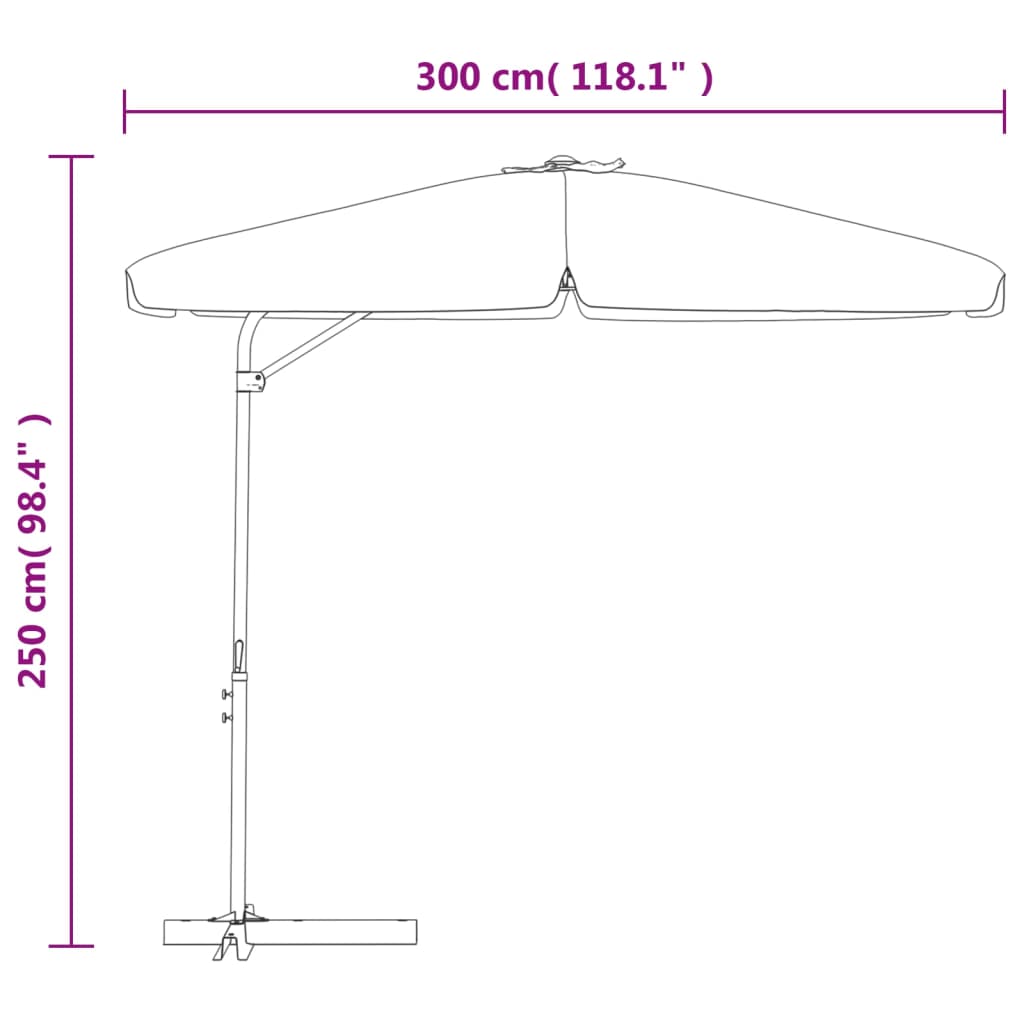 Ombrellone da Esterno con Palo in Acciaio 300x250cm Antracite