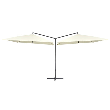 Ombrellone Doppio con Palo in Acciaio 250x250 cm Bianco Sabbia