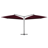 Ombrellone Doppio con Palo in Acciaio 250x250 cm Rosso Bordò