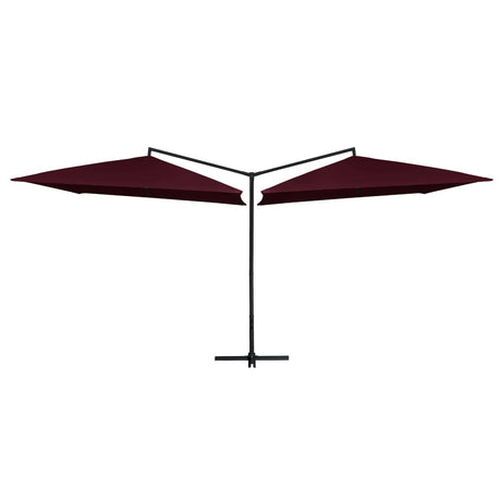 Ombrellone Doppio con Palo in Acciaio 250x250 cm Rosso Bordò