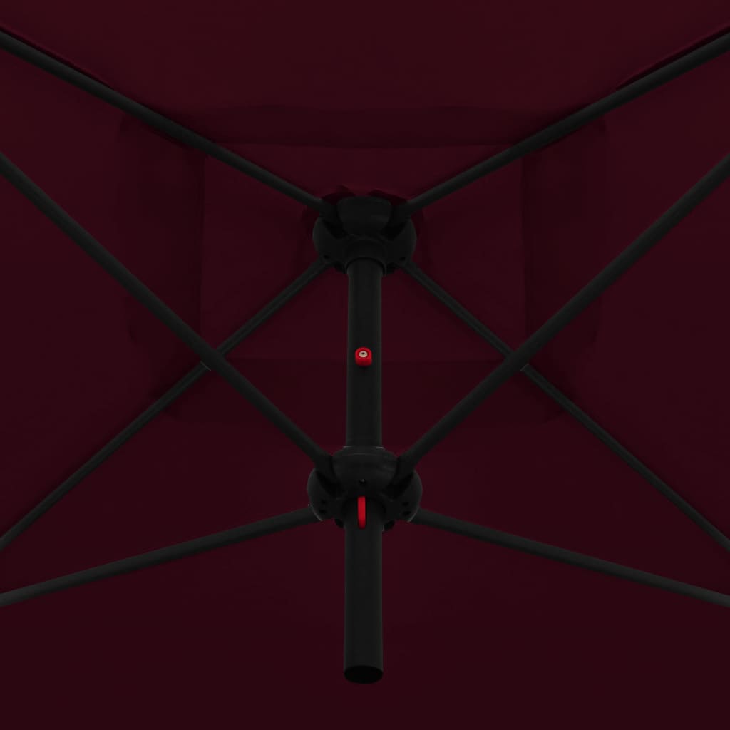 Ombrellone Doppio con Palo in Acciaio 250x250 cm Rosso Bordò