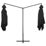 Ombrellone Doppio con Palo in Acciaio 250x250 cm Nero