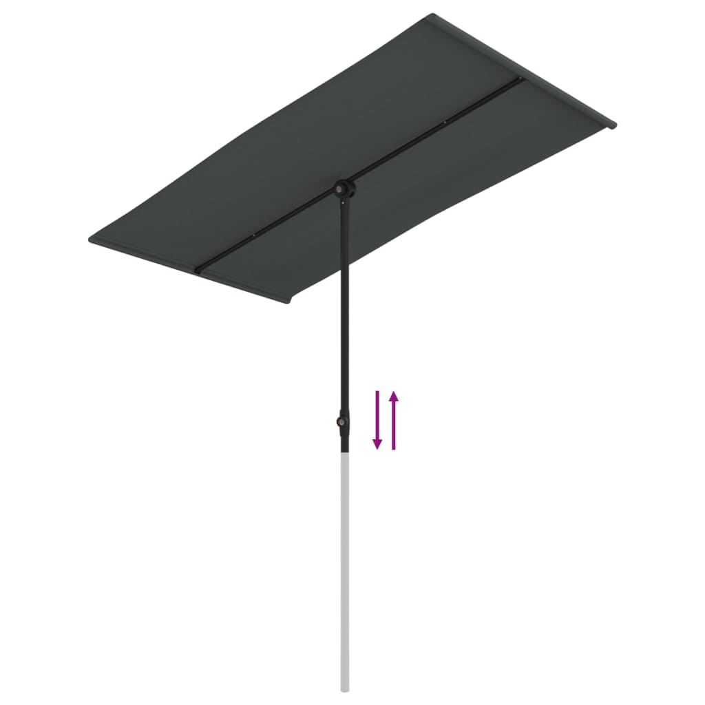 Ombrellone da Esterni con Palo in Alluminio 180x110cm Antracite