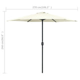 Ombrellone da Esterni Palo in Alluminio 270x246cm Bianco Sabbia