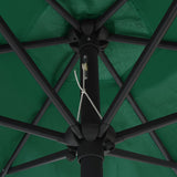 Ombrellone con Luci a LED e Palo Alluminio 270 cm Verde