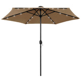 Ombrellone con Luci a LED e Palo Alluminio 270 cm Grigio Talpa