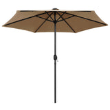 Ombrellone con Luci a LED e Palo Alluminio 270 cm Grigio Talpa