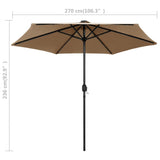 Ombrellone con Luci a LED e Palo Alluminio 270 cm Grigio Talpa