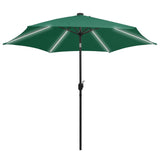 Ombrellone con Luci a LED e Palo Alluminio 300 cm Verde