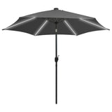 Ombrellone con Luci a LED e Palo in Alluminio 300 cm Antracite