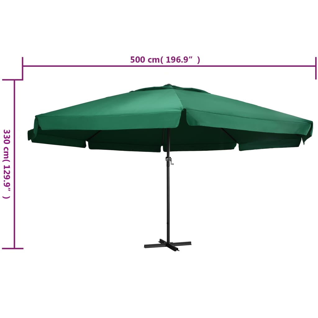 Ombrellone da Esterni con Palo in Alluminio 600 cm Verde