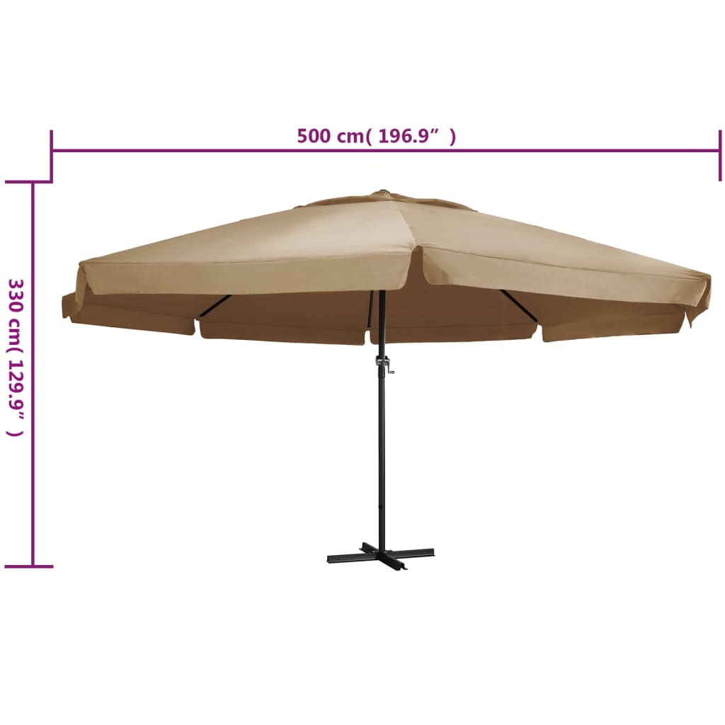 Ombrellone da Esterni con Palo in Alluminio 600 cm Grigio Talpa