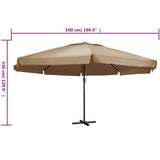 Ombrellone da Esterni con Palo in Alluminio 600 cm Grigio Talpa