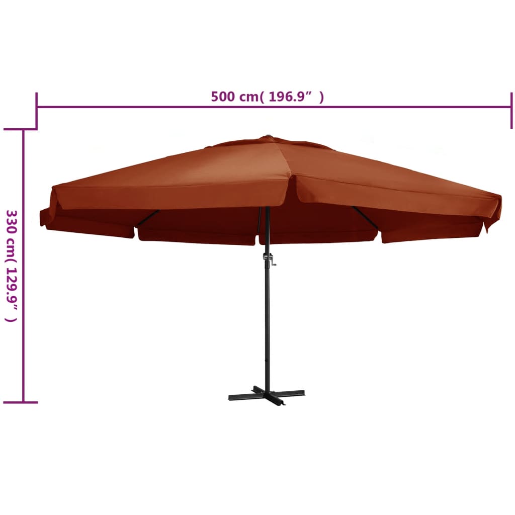 Ombrellone da Esterni con Palo in Alluminio 600 cm Terracotta