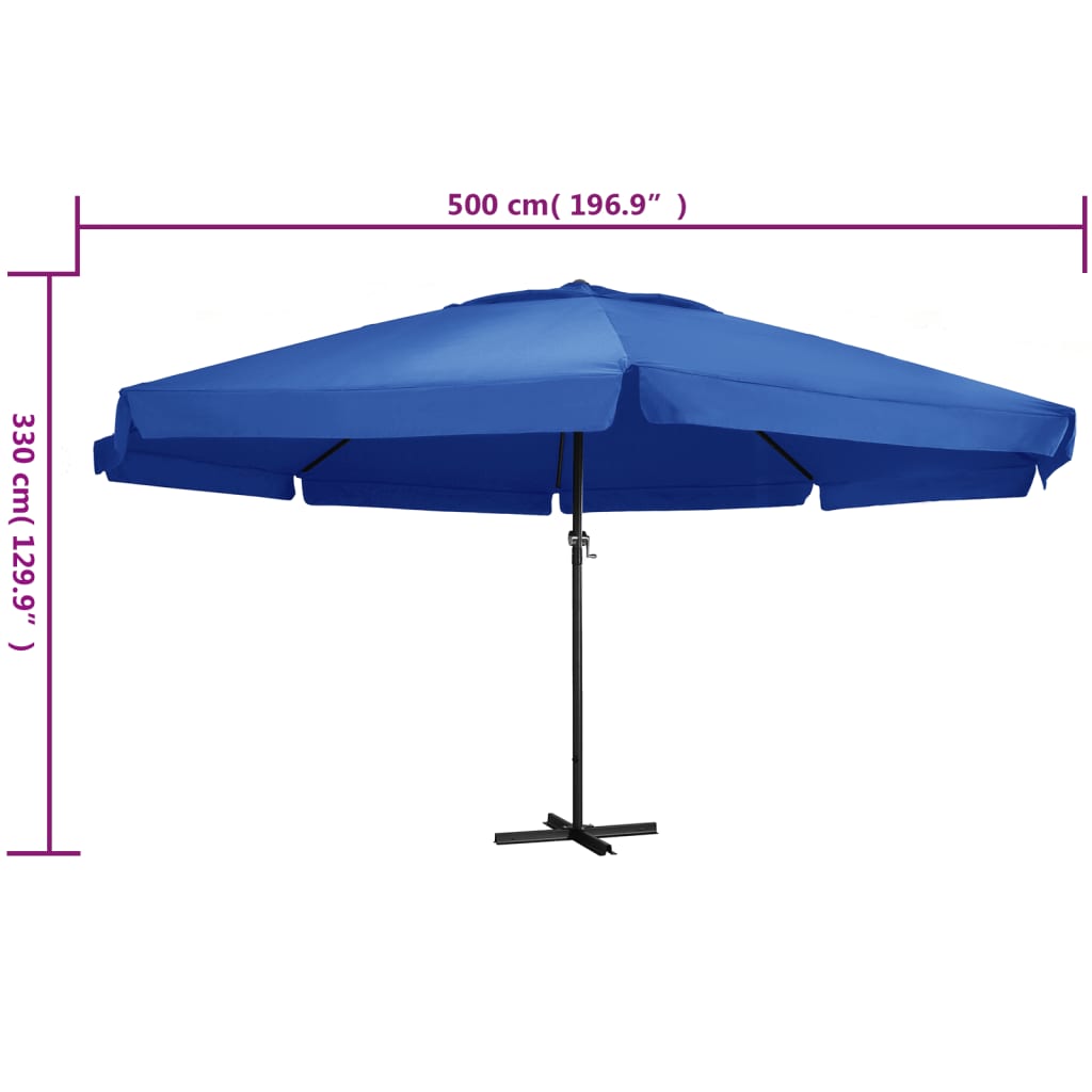 Ombrellone da Esterni con Palo in Alluminio 600 cm Azzurro