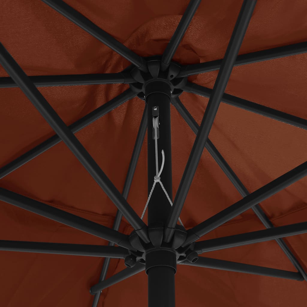Ombrellone da Esterni con Palo in Metallo 390 cm Terracotta