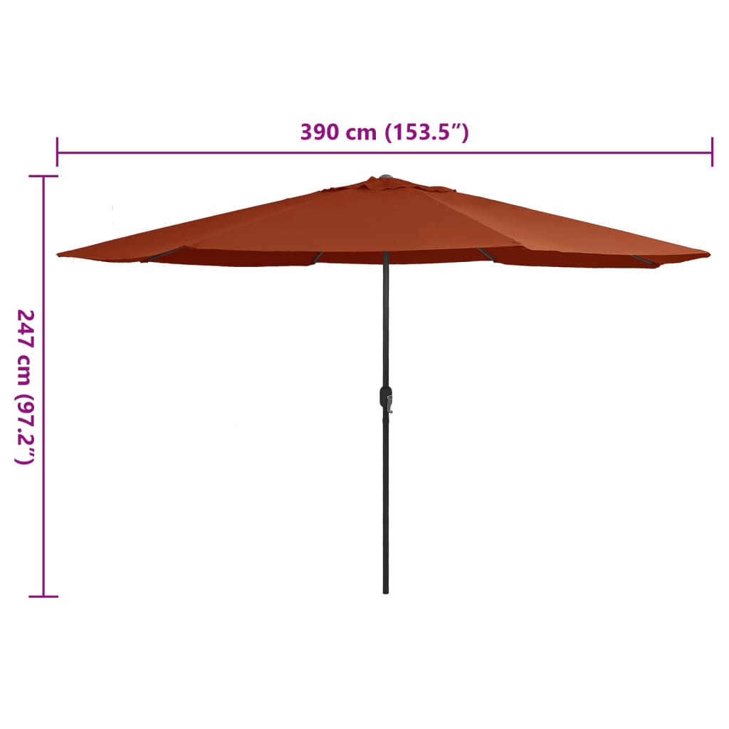 Ombrellone da Esterni con Palo in Metallo 390 cm Terracotta
