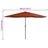 Ombrellone da Esterni con Palo in Metallo 390 cm Terracotta